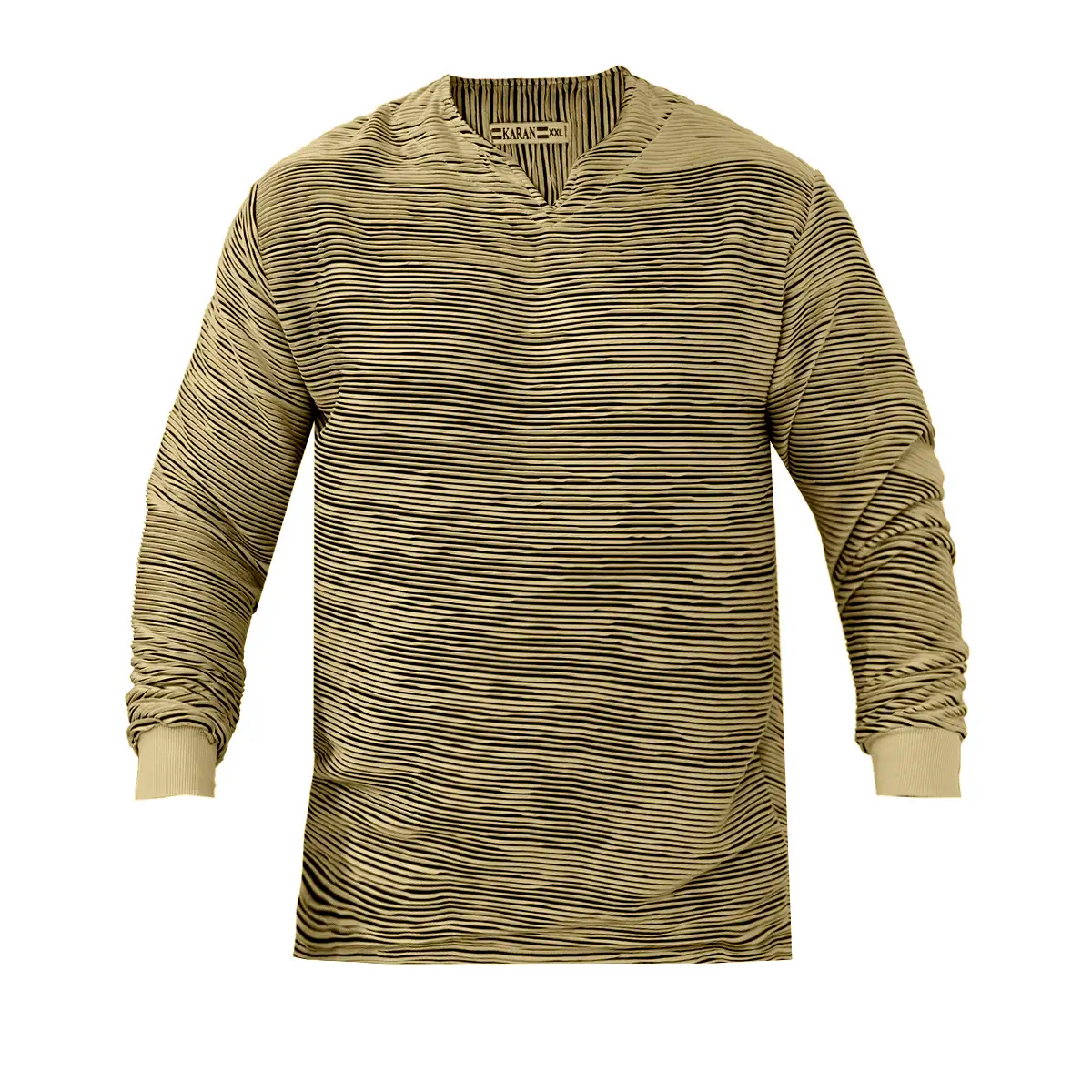 تیشرت آستین بلند یقه کوبایی سبز روشن مدل Nivad