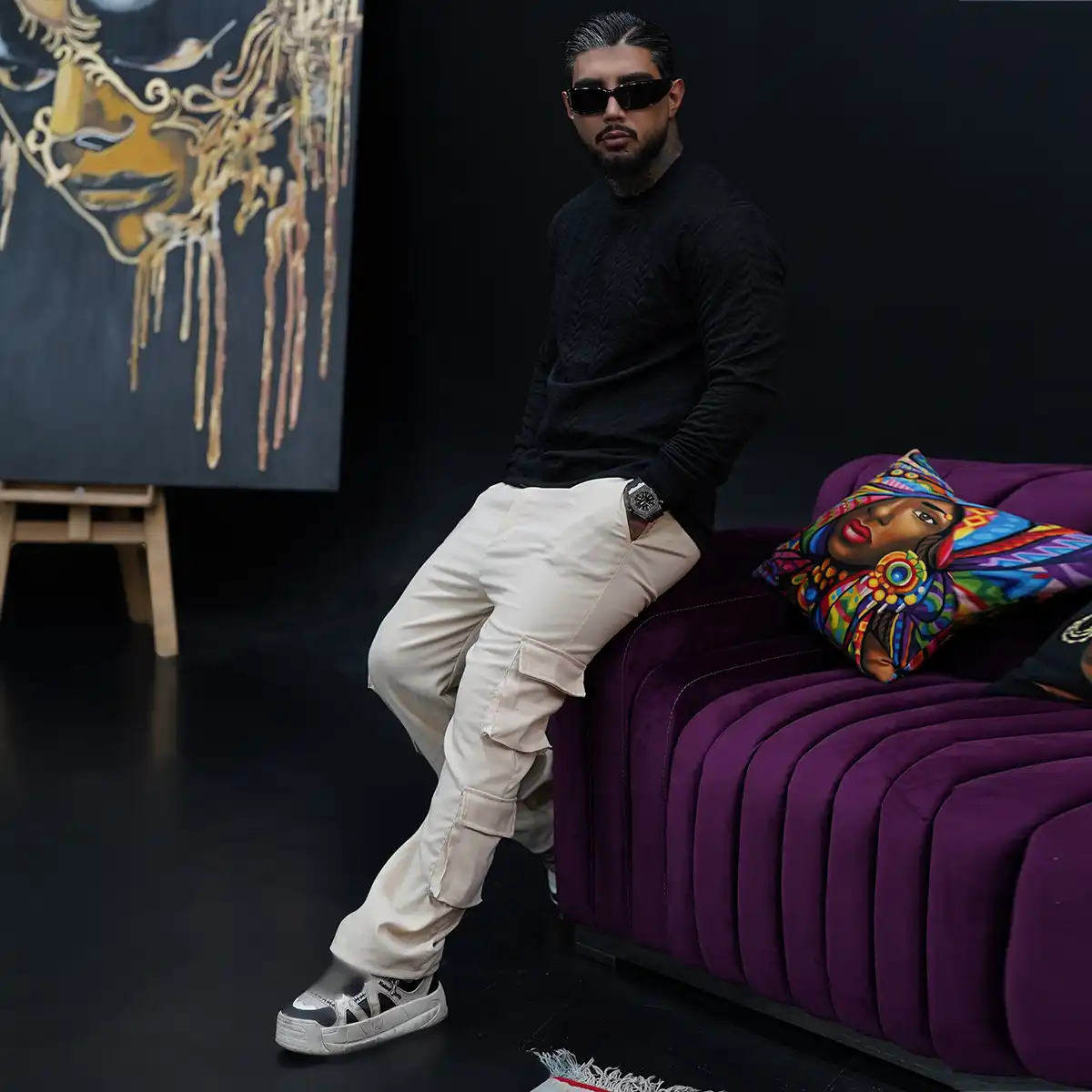 شلوار کارگو مردانه کرم مدل ARON