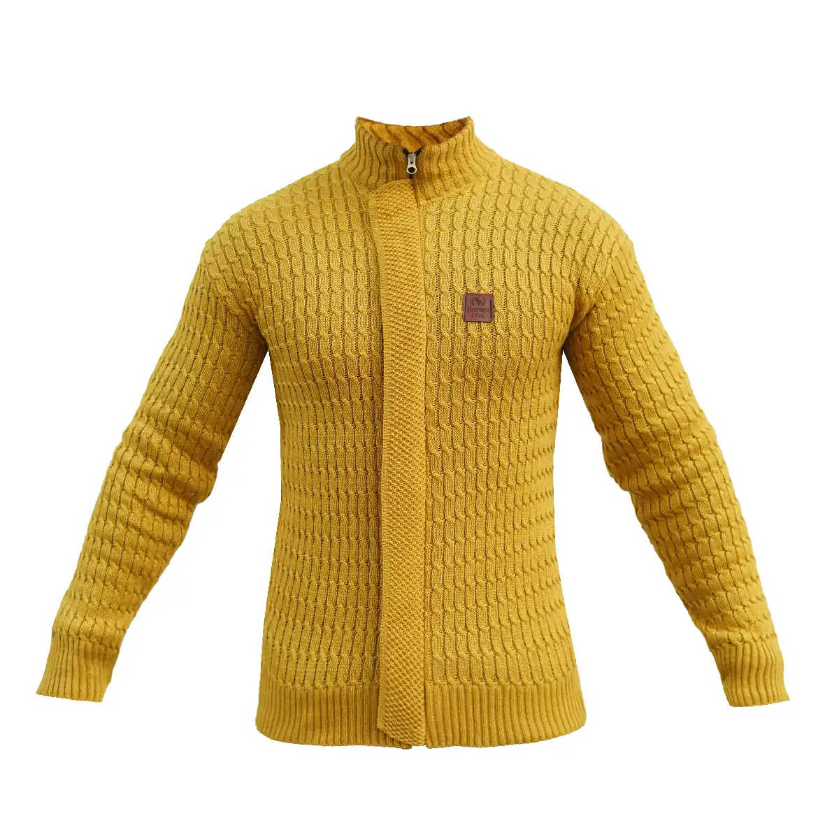 سوئیشرت بافت خردلی مردانه مدل OKSEN