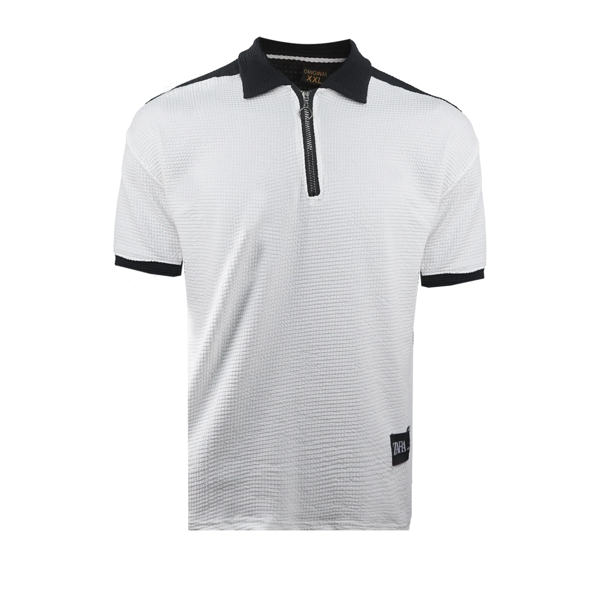 تیشرت مردانه یقه زیپ دار سفید مدل Radon