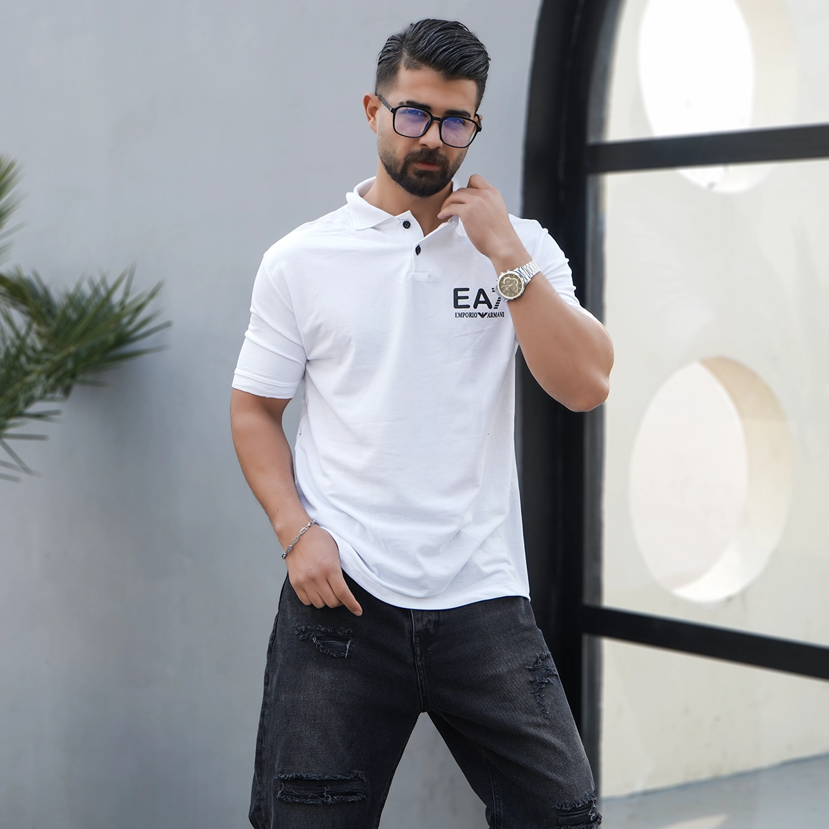 تیشرت سفید مردانه EA7 مدل Nitan