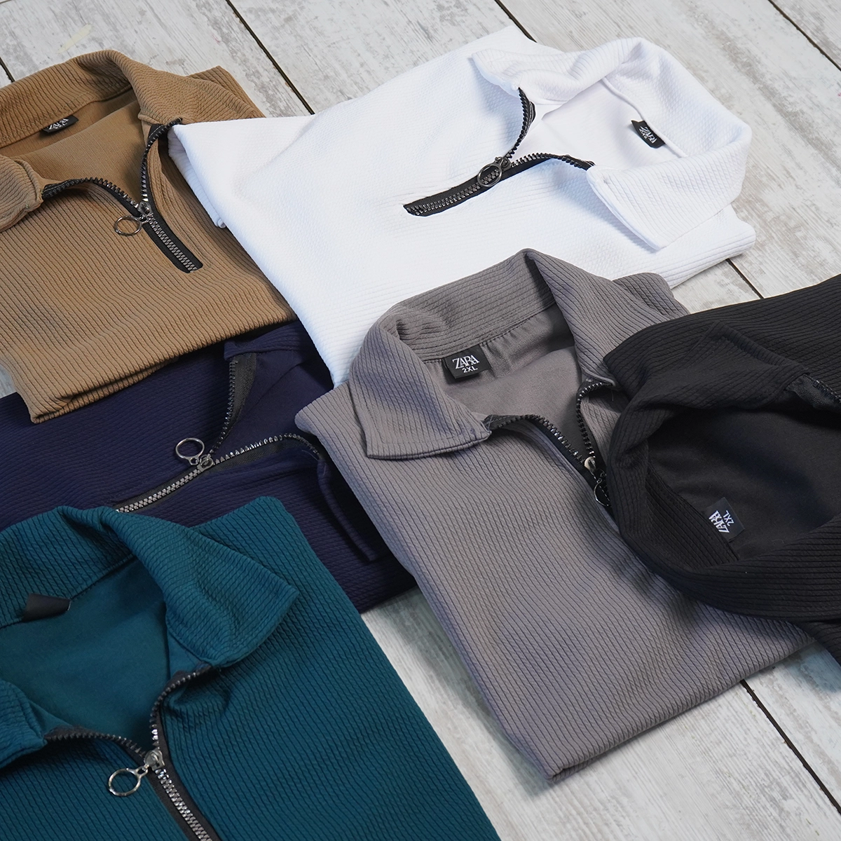 تیشرت مردانه یقه زیپ دار سرمه ای مدل Arban