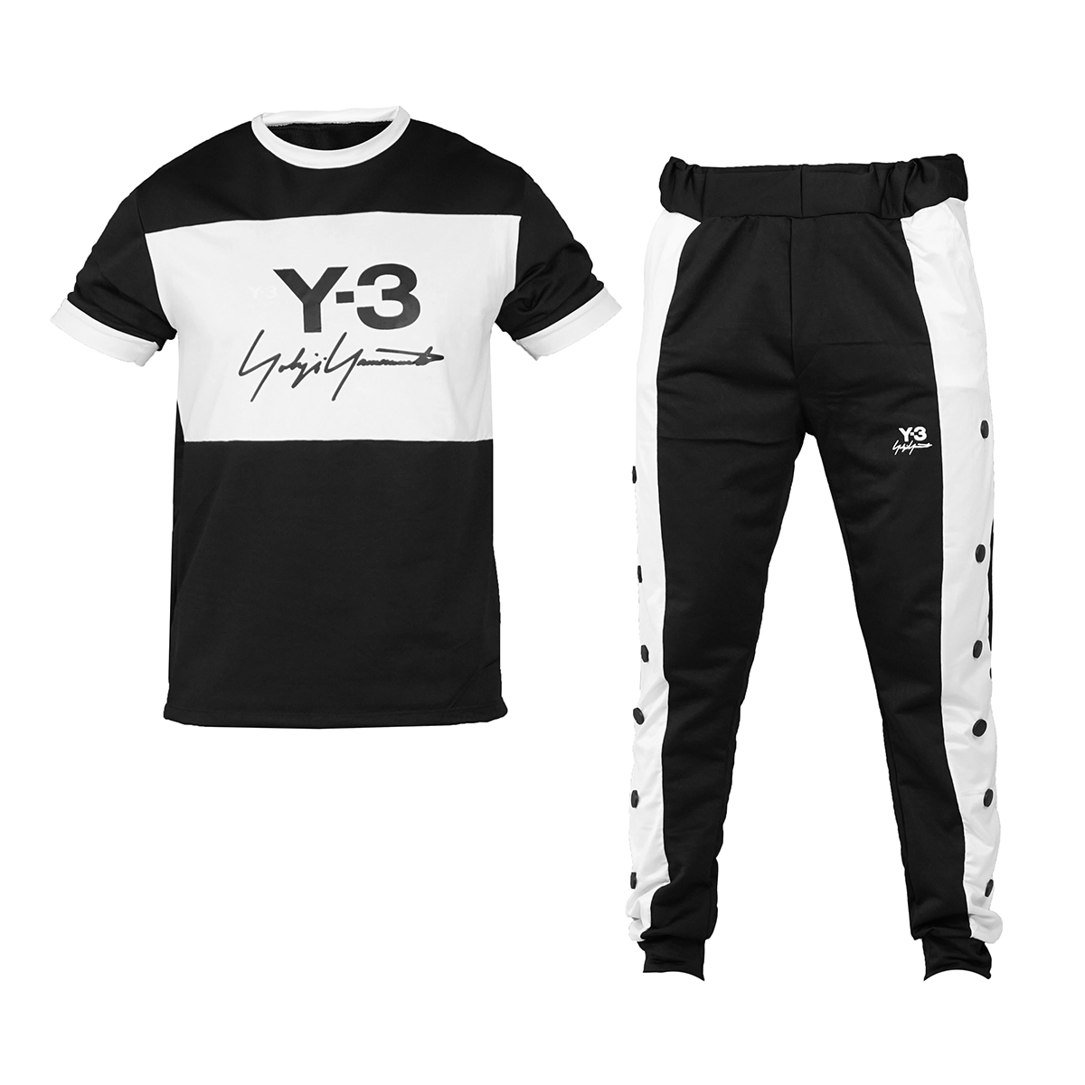 ست تیشرت شلوار سفید مشکی مردانه مدل y-3