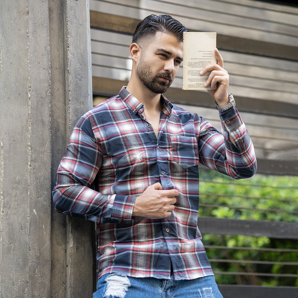 پیراهن مردانه مشکی قرمز مدل ahora