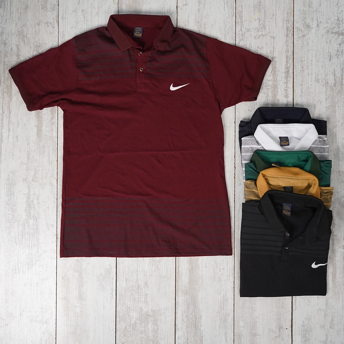 تیشرت یقه دار راه راه سبزمدل Farhan