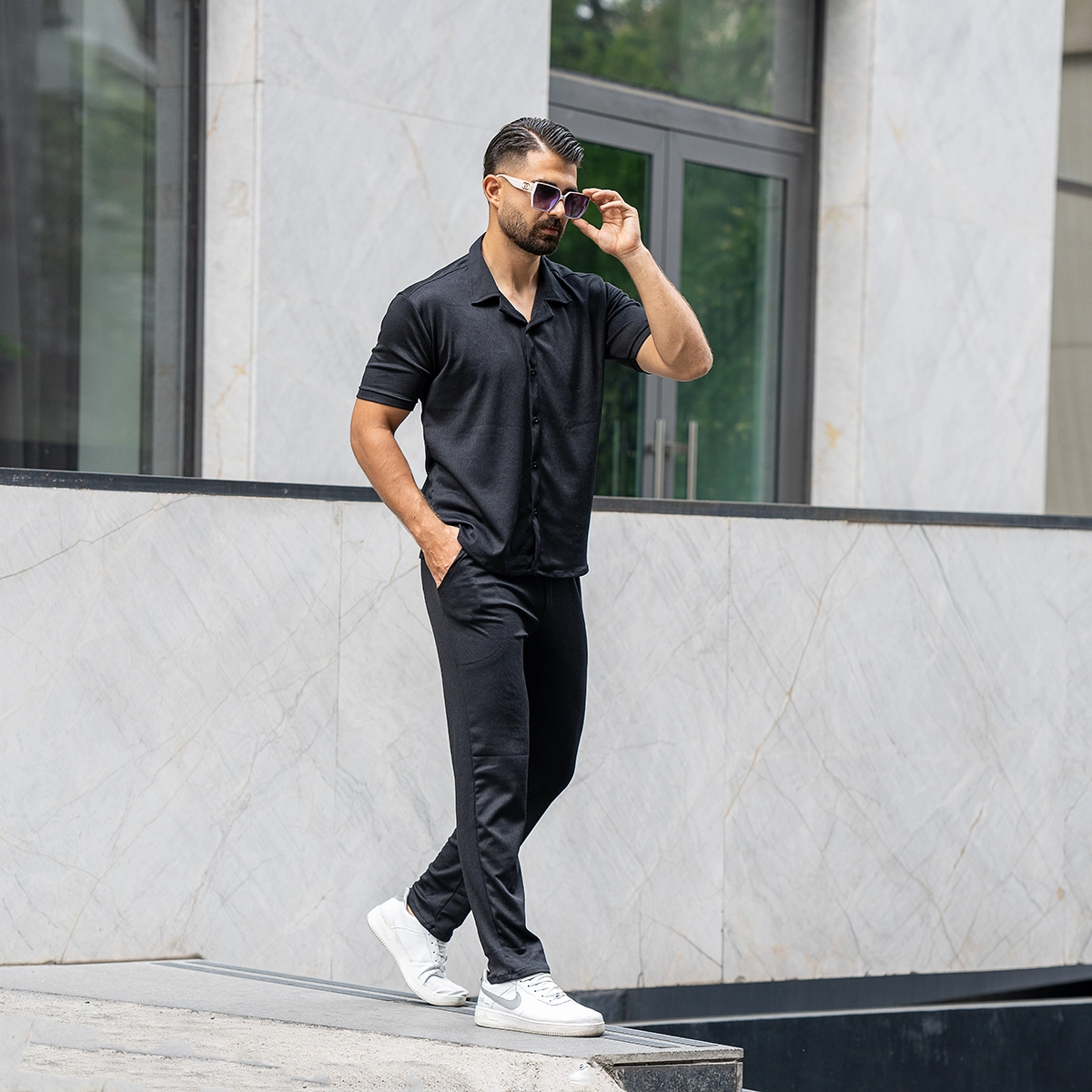 ست پیراهن و شلوار مردانه مشکی مدل Pasha2