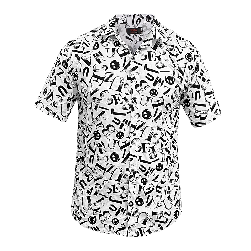 پیراهن هاوایی طرح حروف مردانه مدل W20