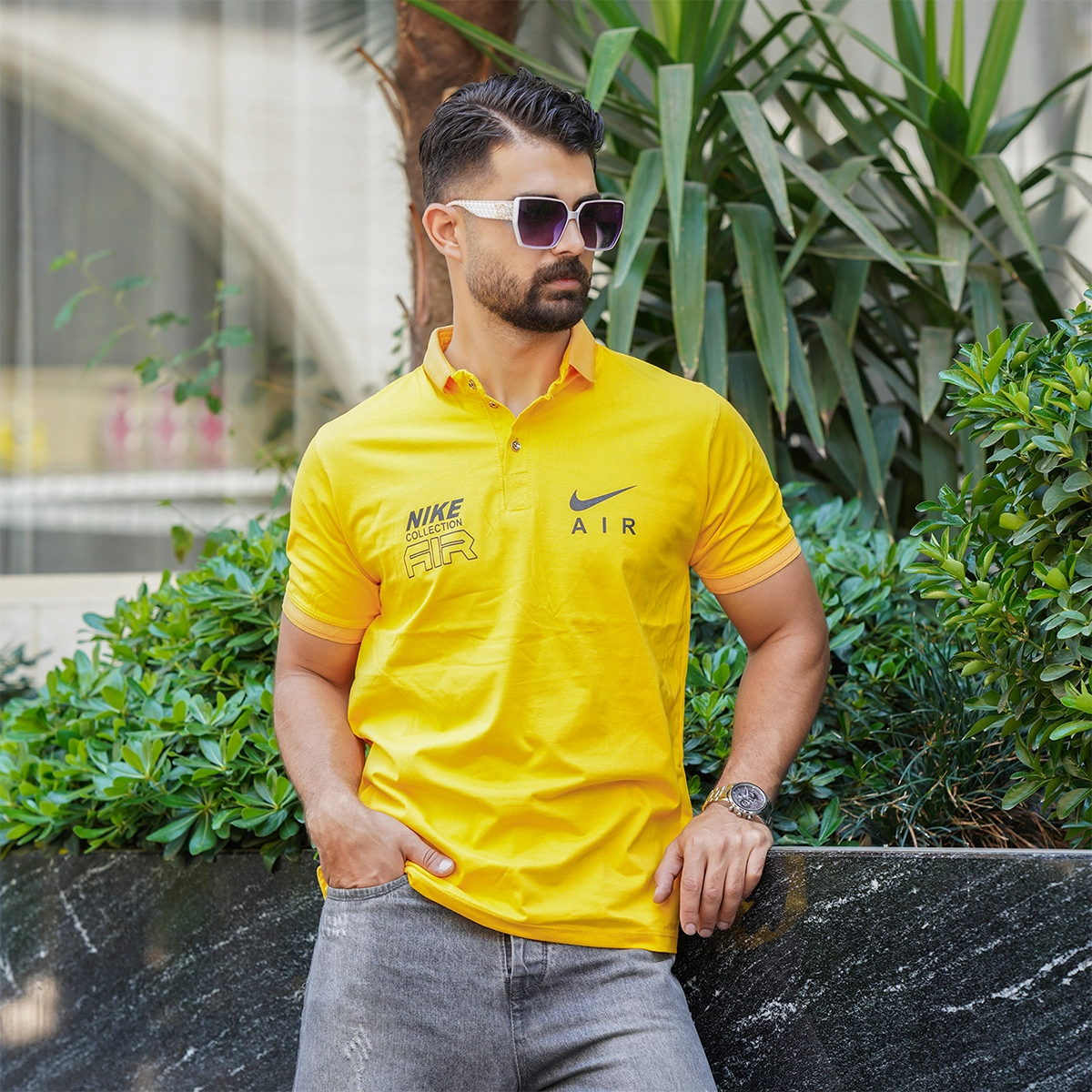تیشرت مردانه زرد مدل nike air collection