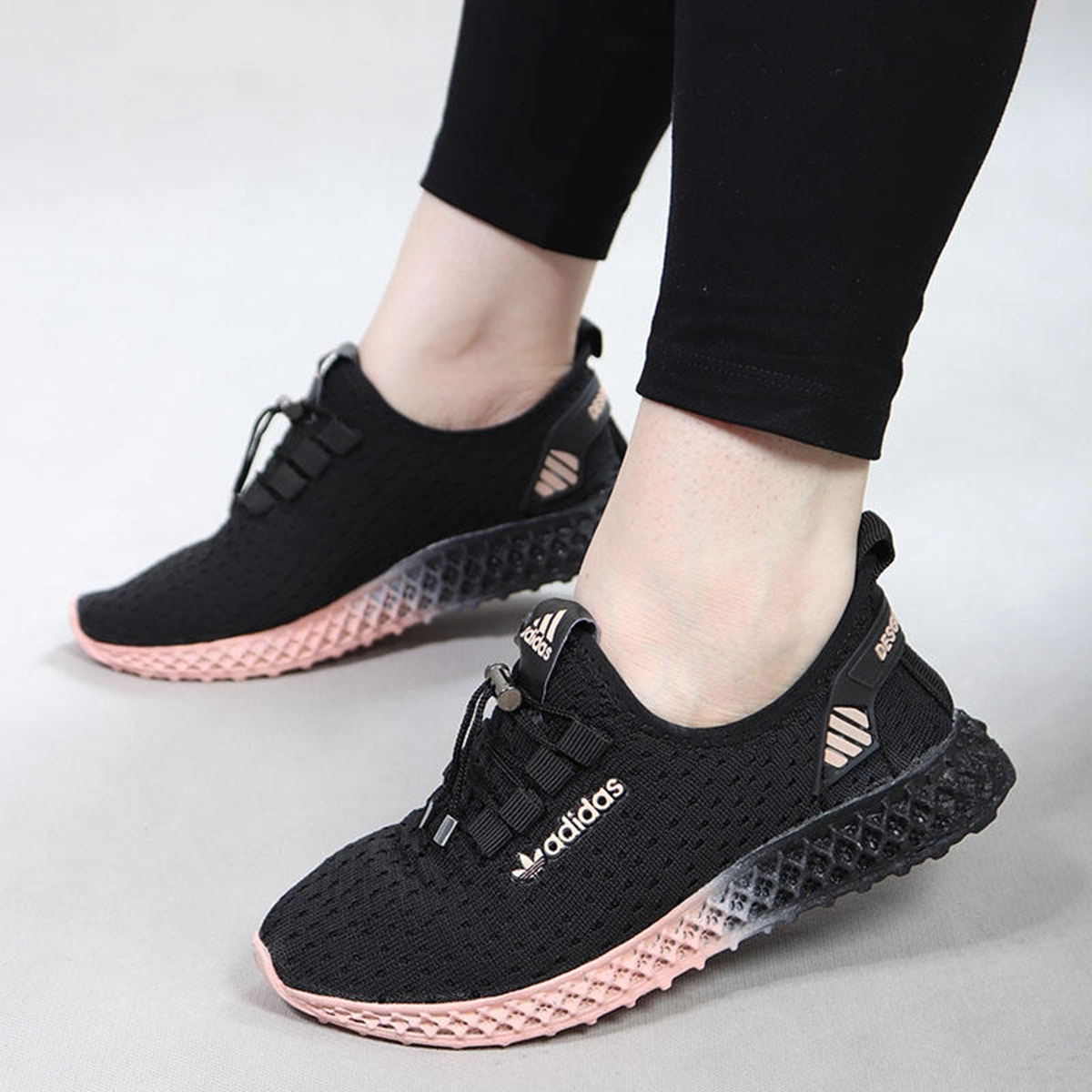 کفش ورزشی زنانه مشکی صورتی مدل Diba