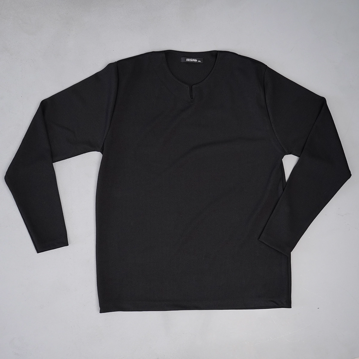 بلوز مردانه مشکی یقه کوبایی مدل Etron