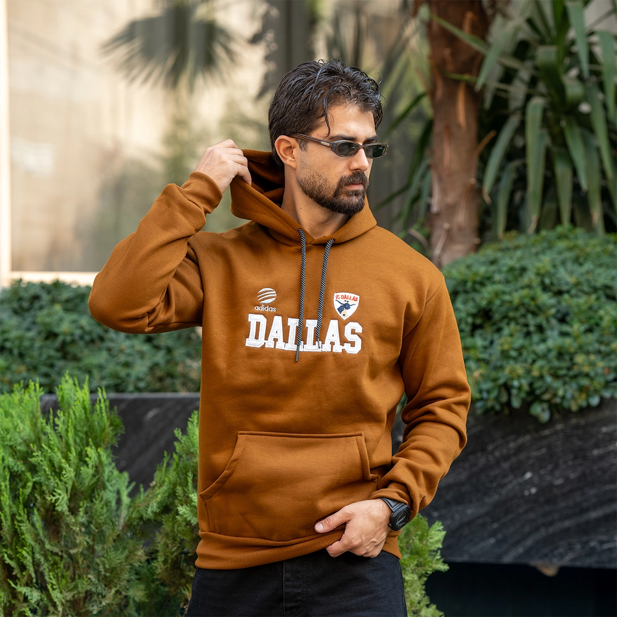هودی مردانه قهوه ای مدل Dallas