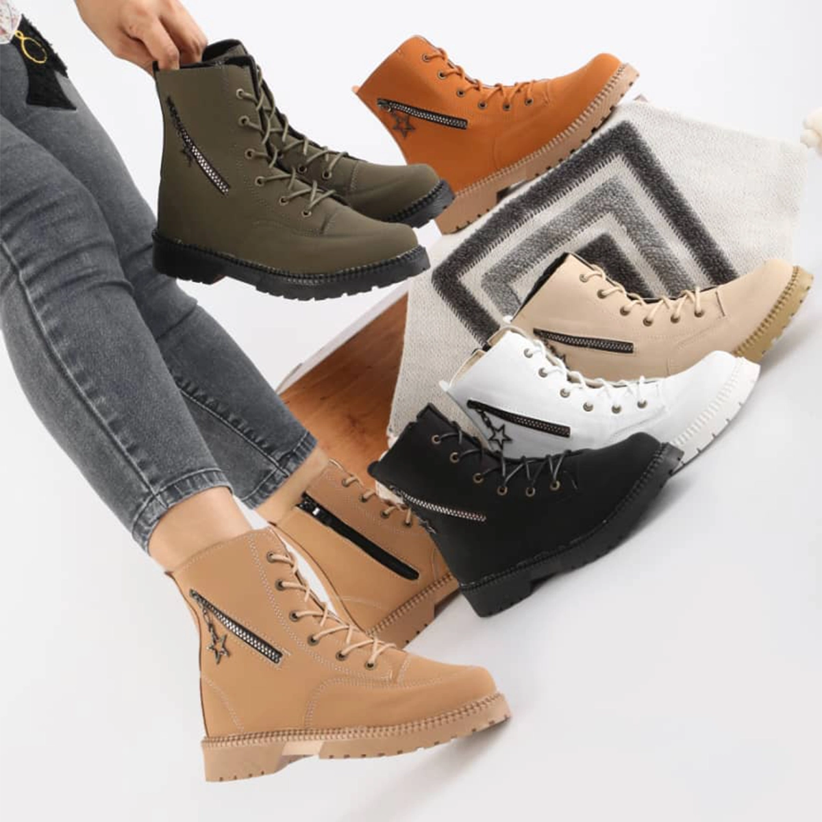 نیم بوت دخترانه سبز مدل shiva