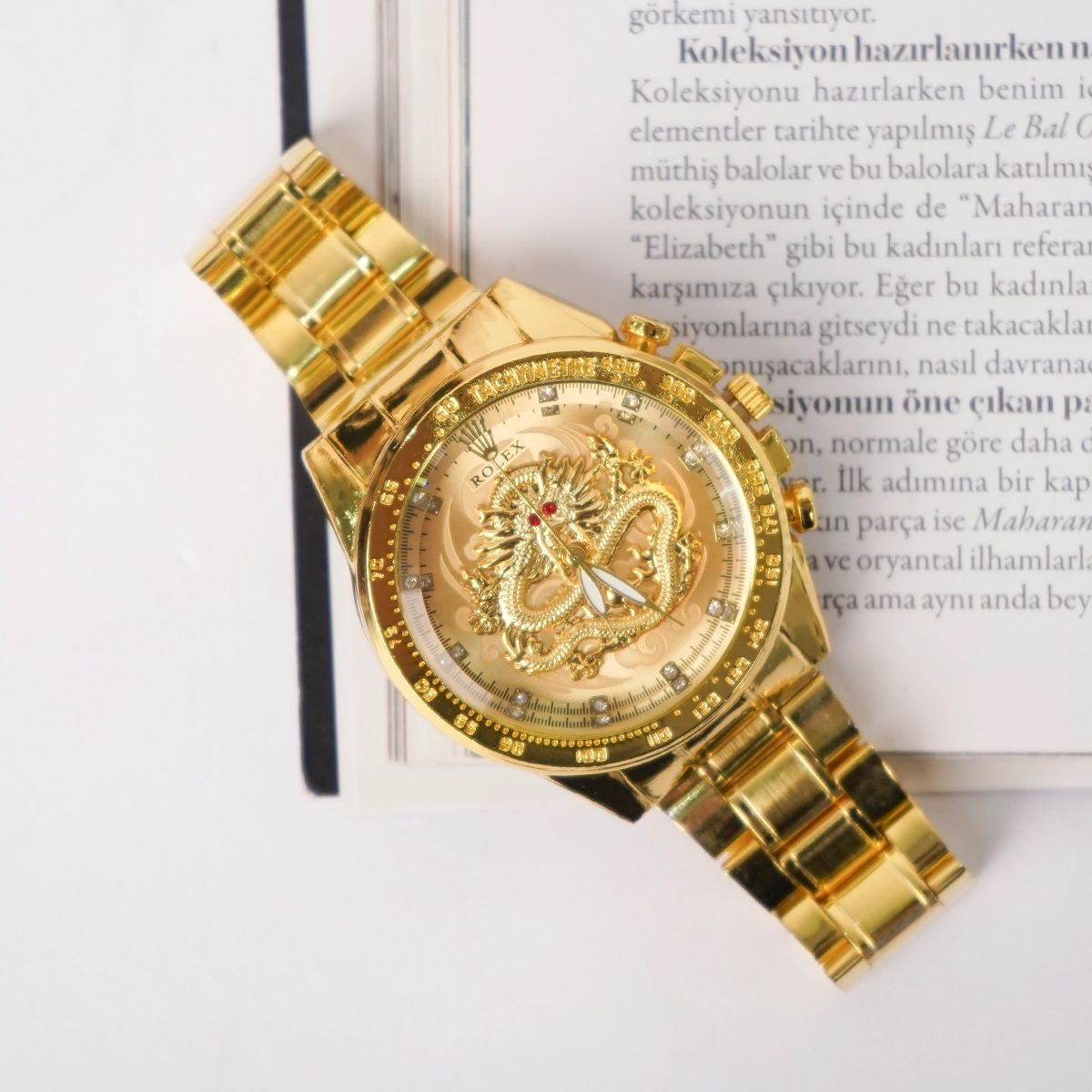 ست ساعت و گردنبند و دستبند طلایی Dragon