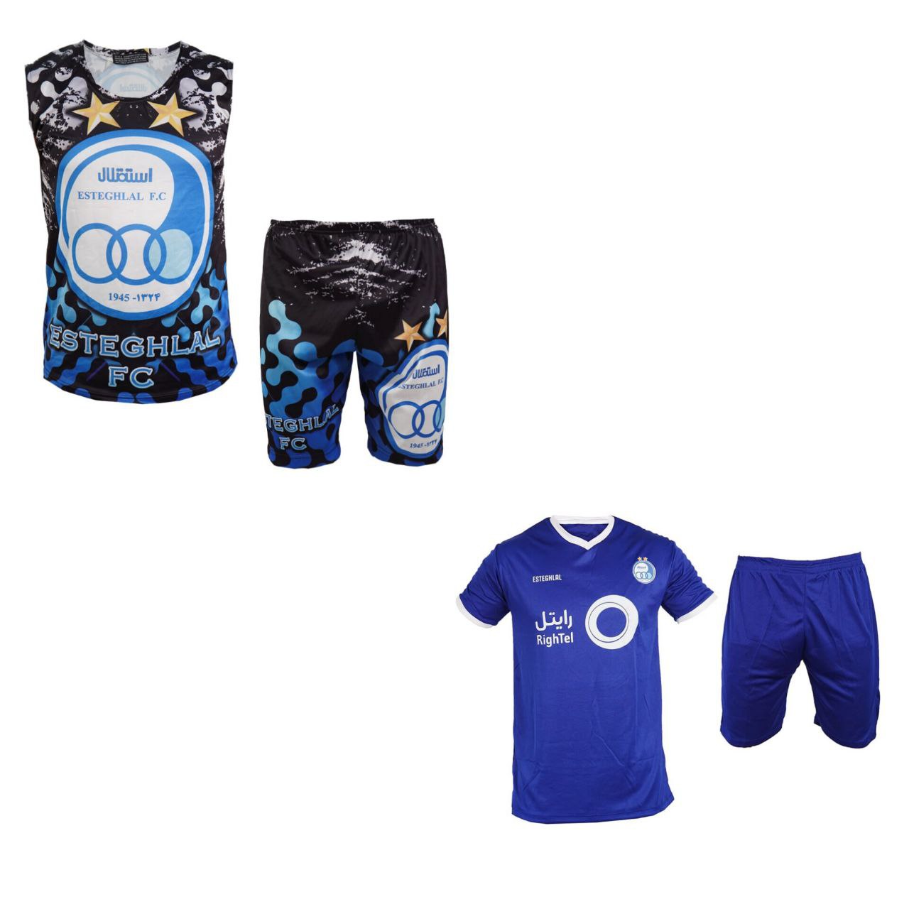 پکیج ست رکابی شلوارک و ست تیشرت شورت استقلال