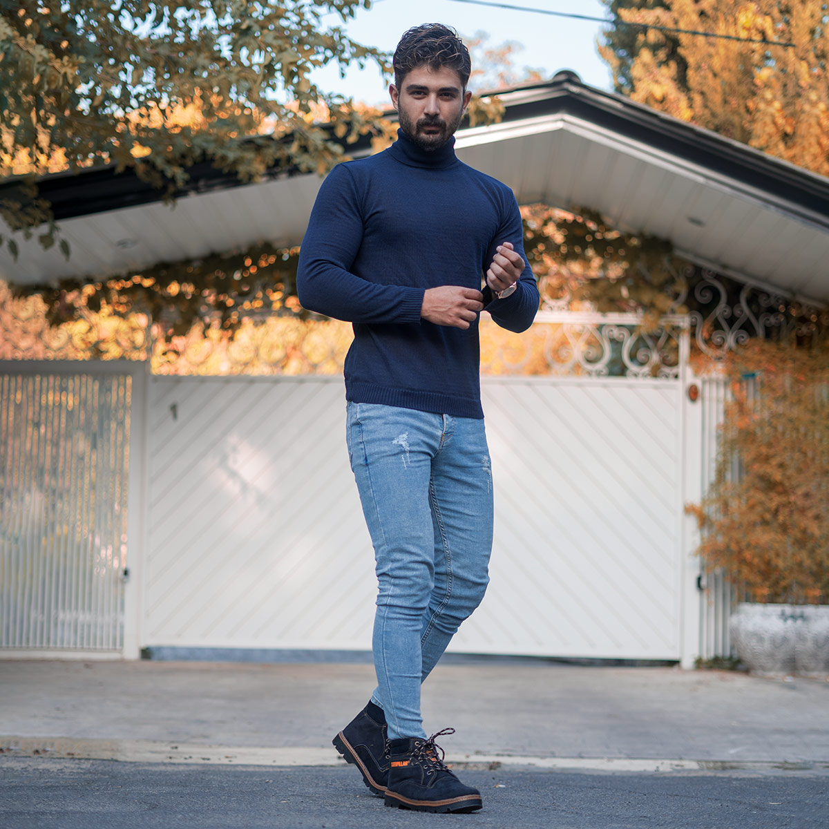 پلیوربافت مردانه یقه اسکی مدل Tosan