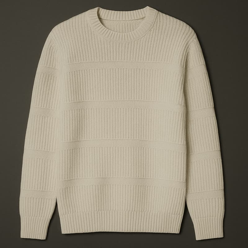 پلیور بافت مردانه یقه گرد مدل Arman-سفید