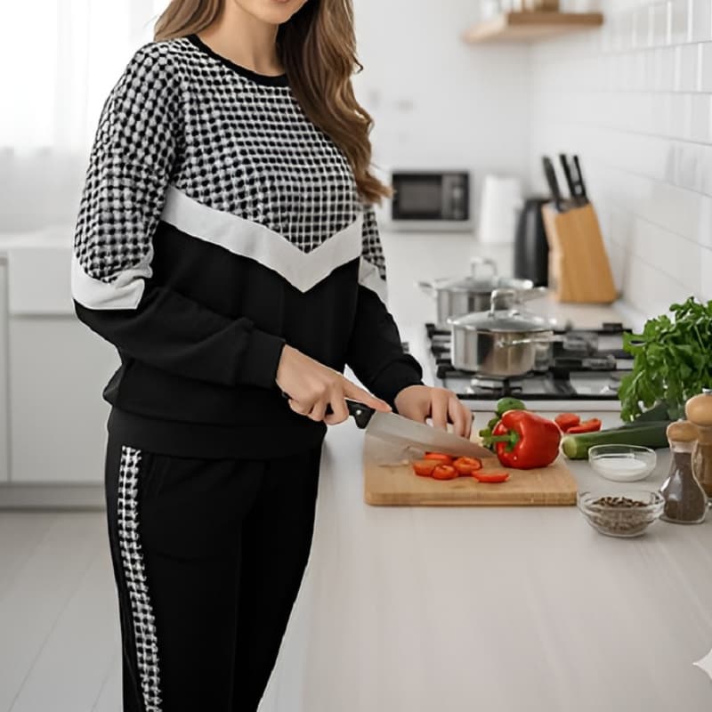 ست زنانه بلوز و شلوار پاییزه مدل Azar-مشکی