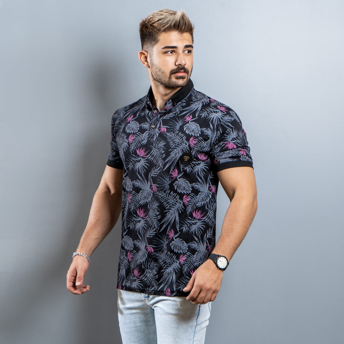 تیشرت Lacoste مردانه مشکی صورتی مدل Rion