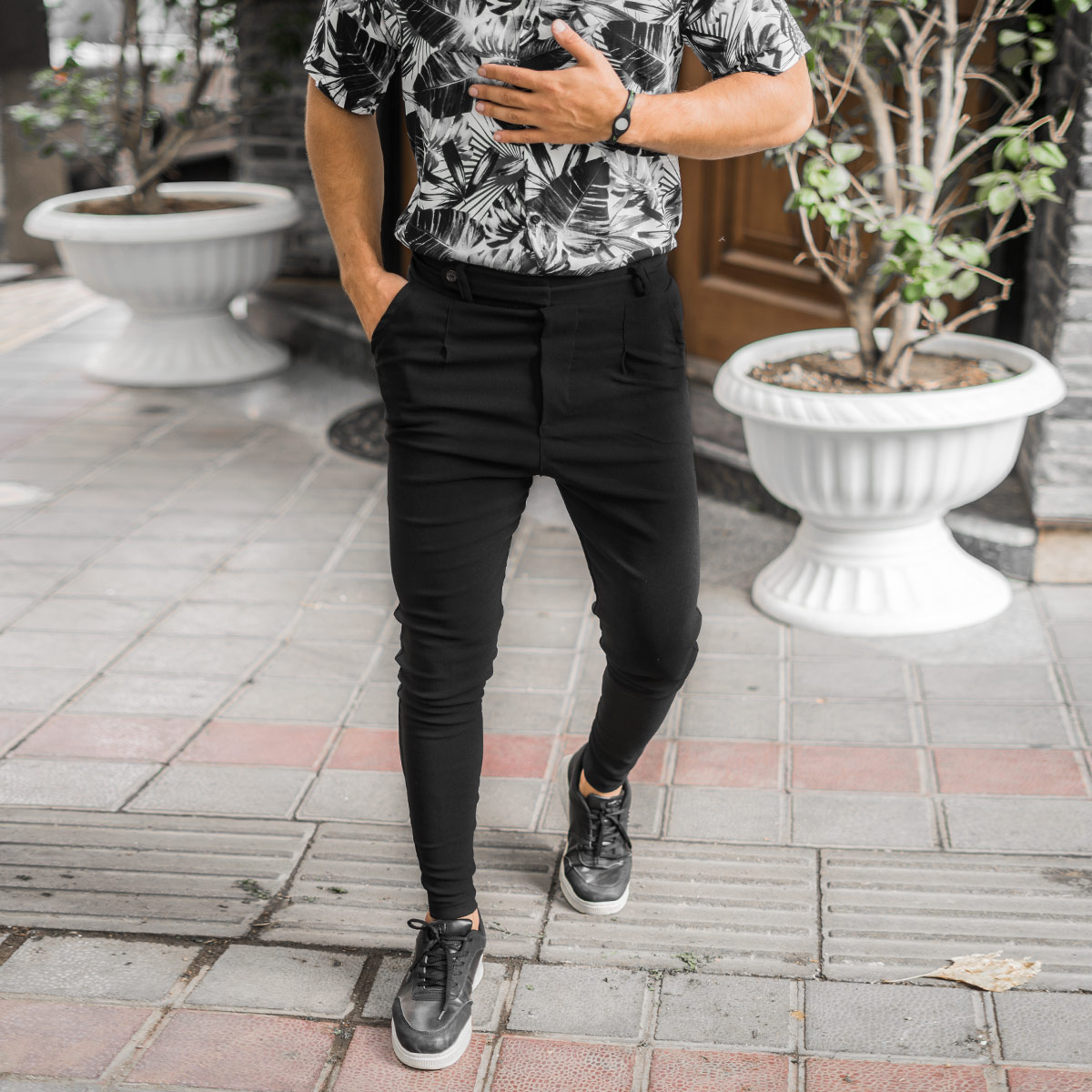 شلوار اسلش مشکی مردانه مدل Zaros