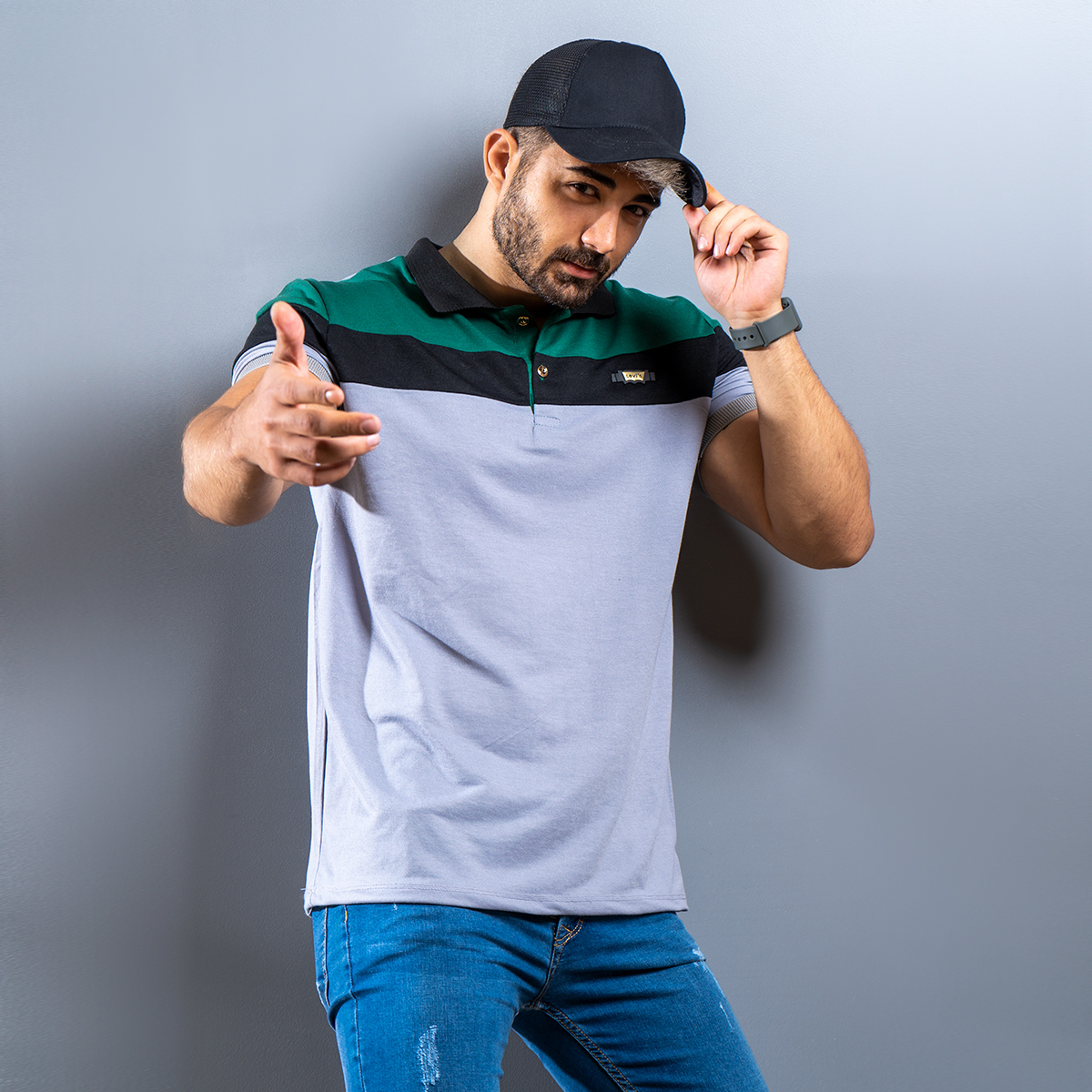 تیشرت Fashion مردانه سبز طوسی مدل Garland