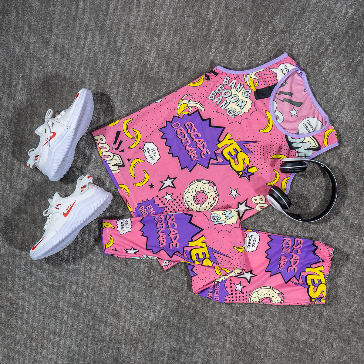 ست تاپ و ساپورت زنانه صورتی مدل Emily