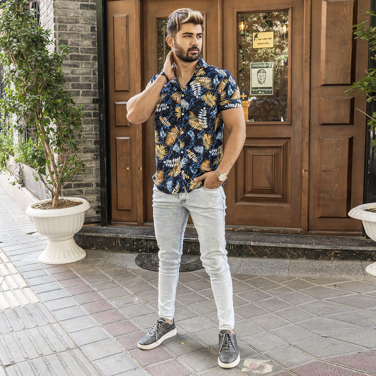 پیراهن هاوایی مردانه (T)مدل Samiyar