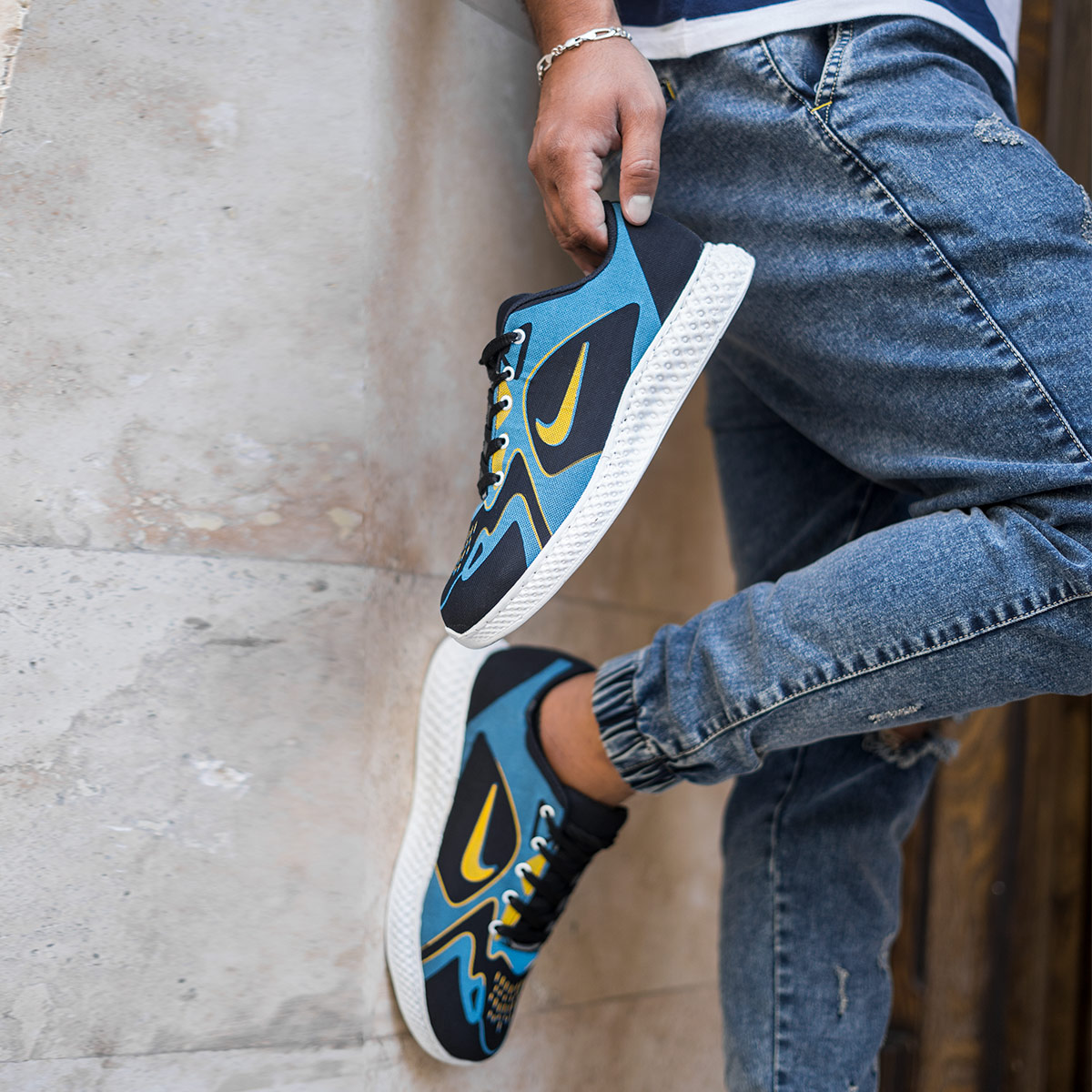 کفش ورزشی زرد آبی مردانه مدل Miden(T)