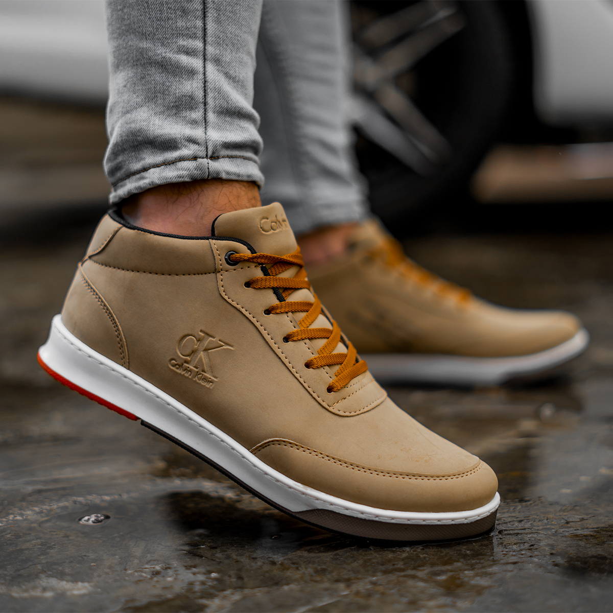 نیم بوت مردانه CK کرم مدل Sevil