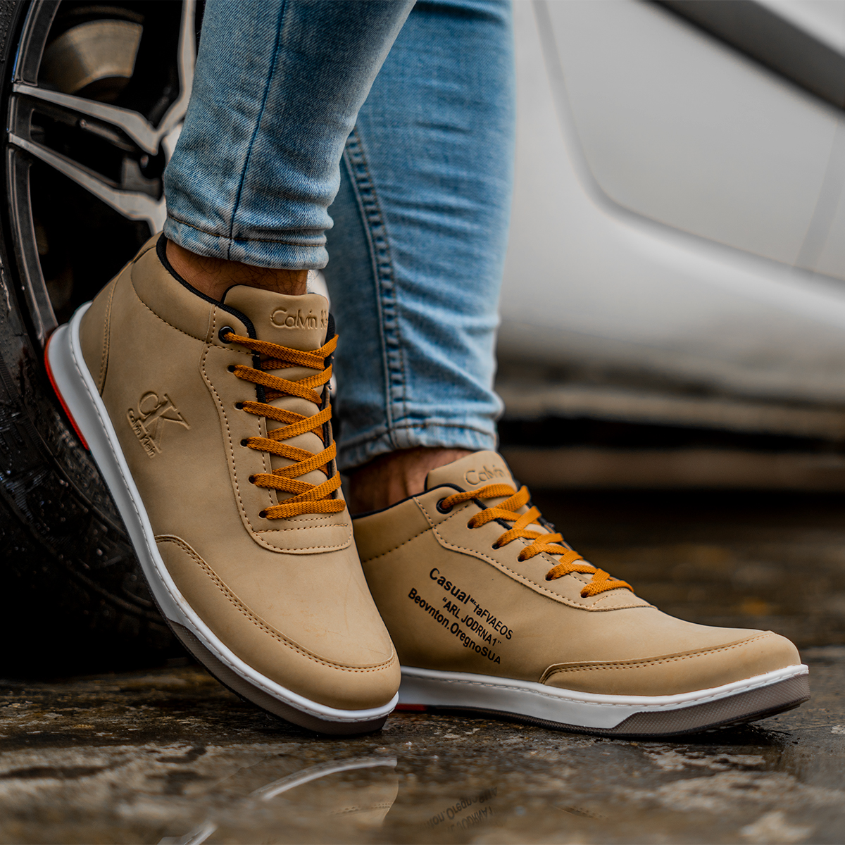 نیم بوت مردانه CK کرم مدل Sevil